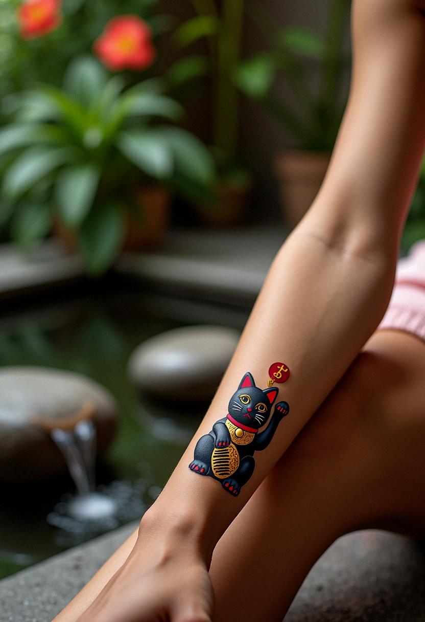 lucky cat tattoo