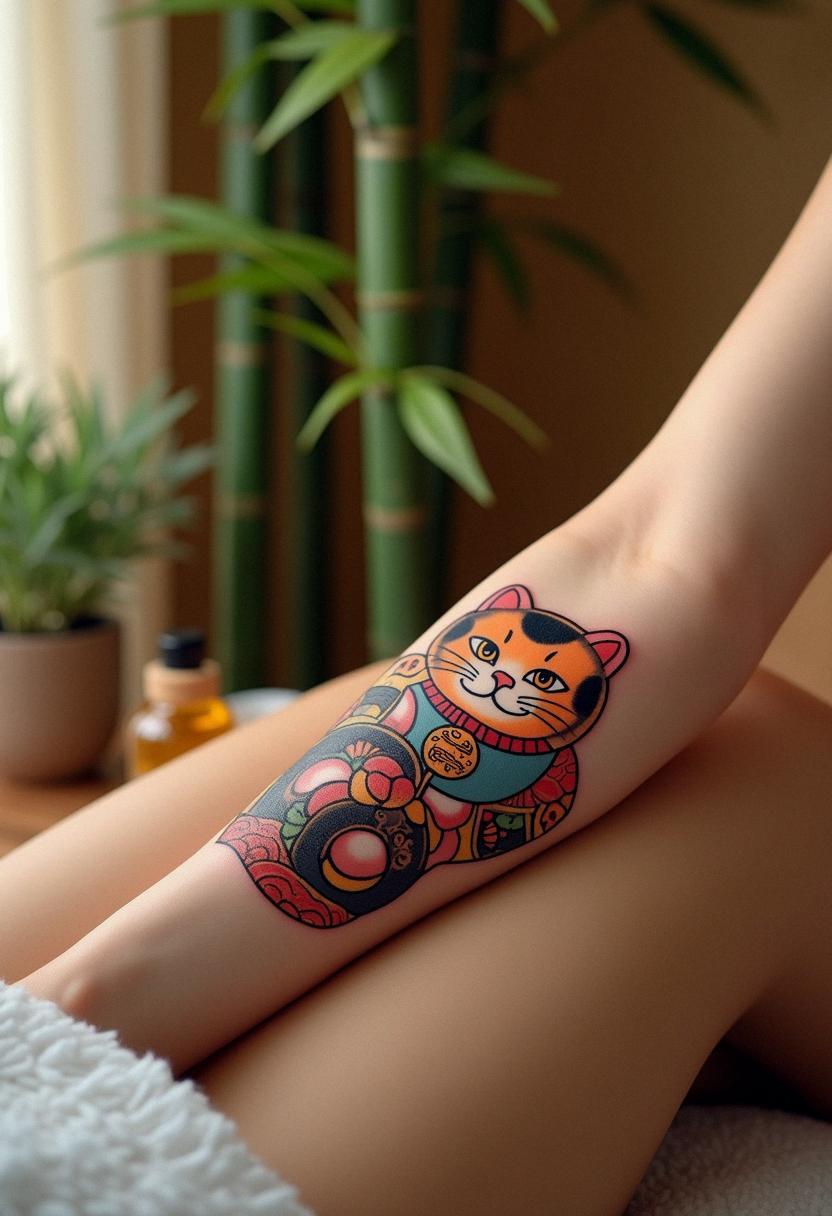 lucky cat tattoo