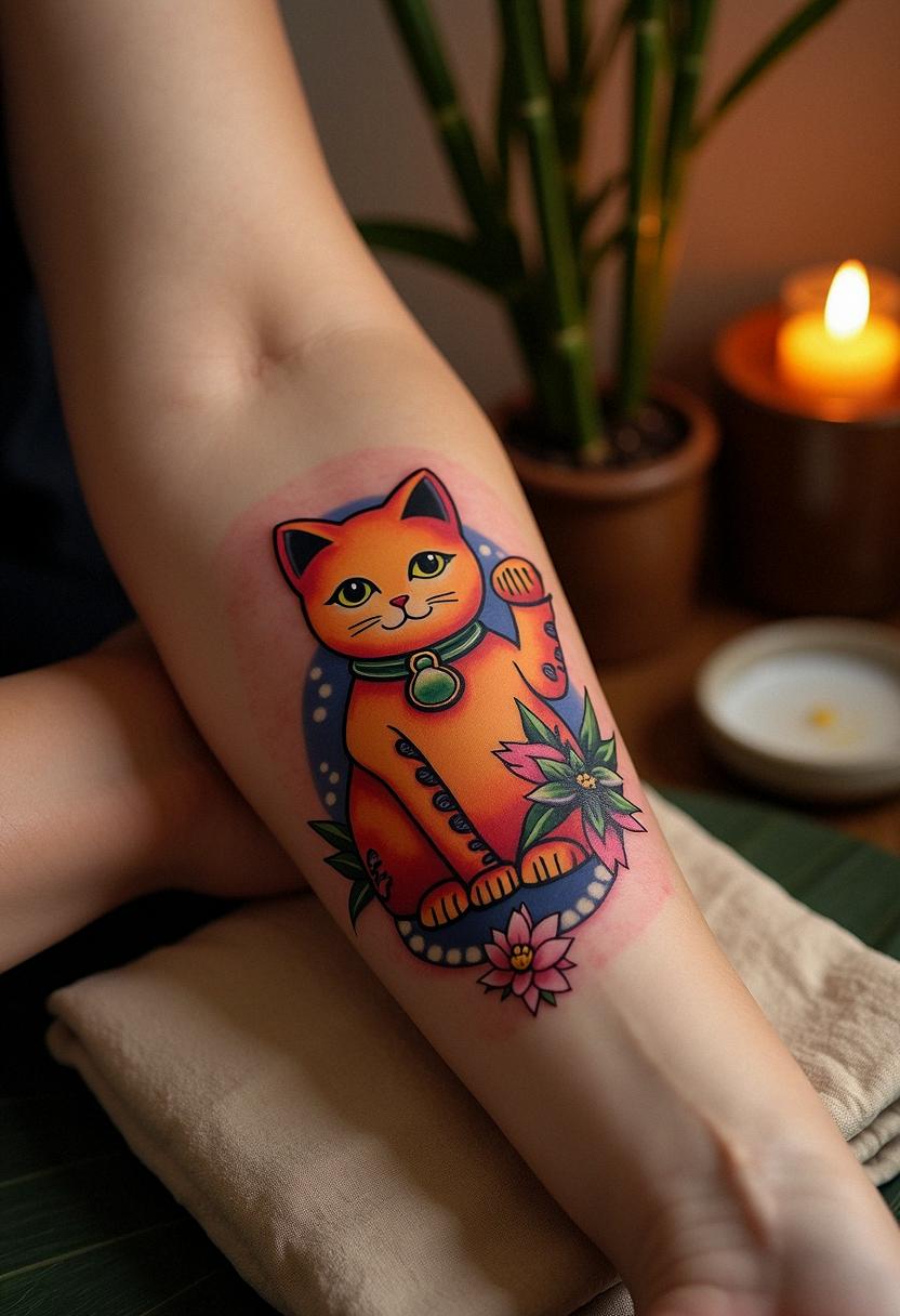 lucky cat tattoo