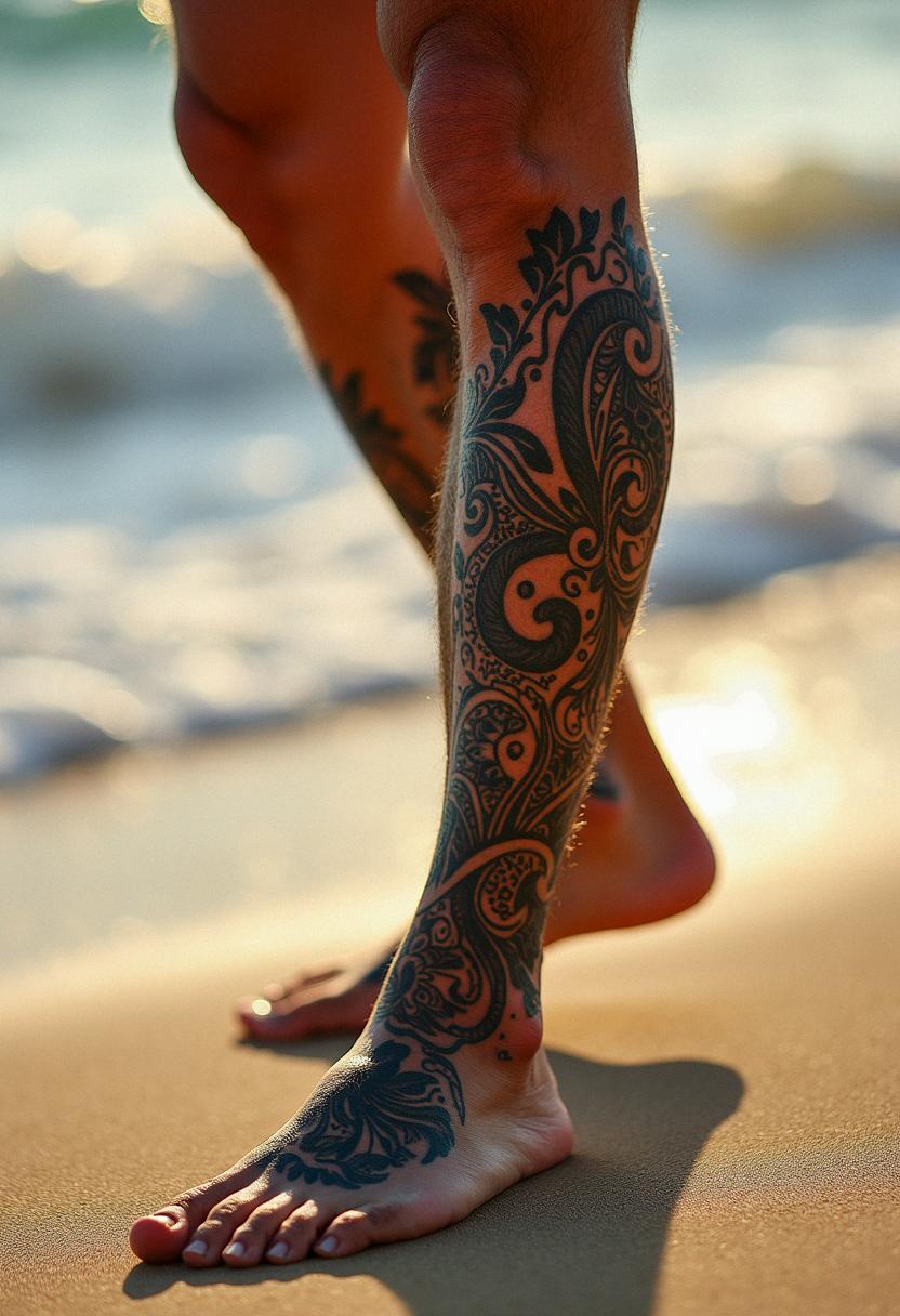male leg tattoos