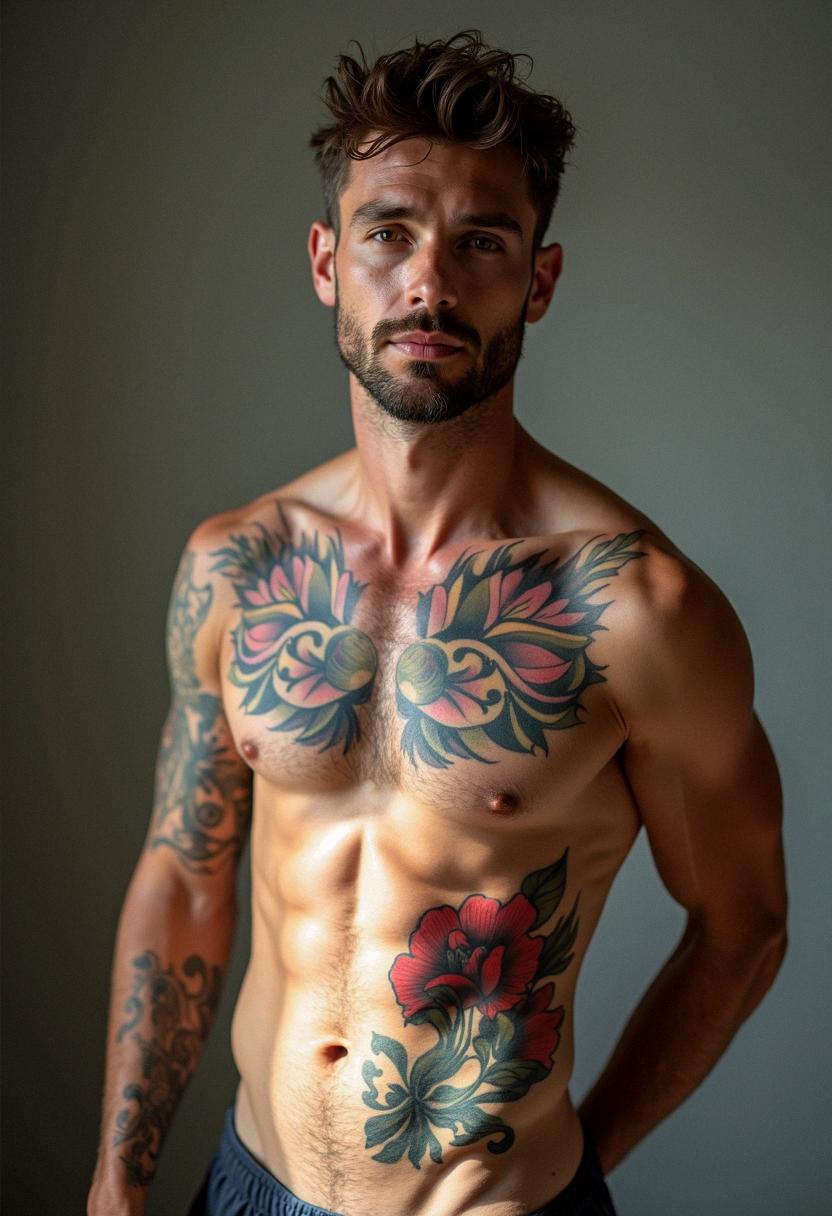 mens tattoos stomach