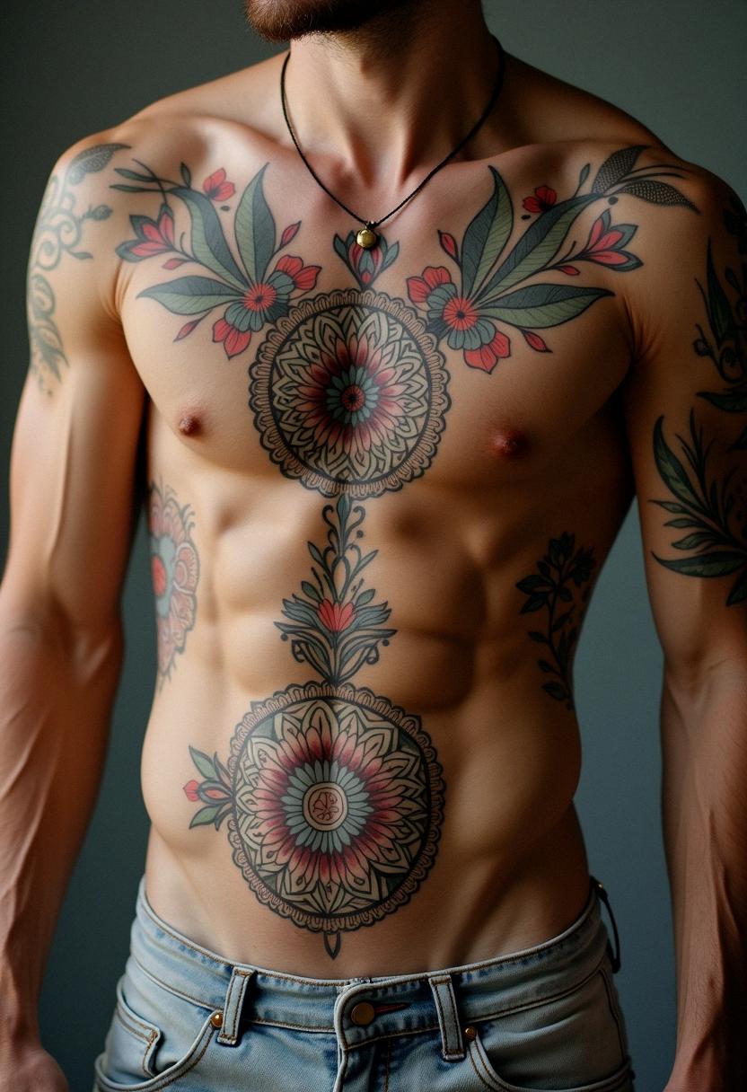mens tattoos stomach