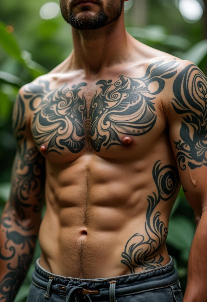 mens tattoos stomach