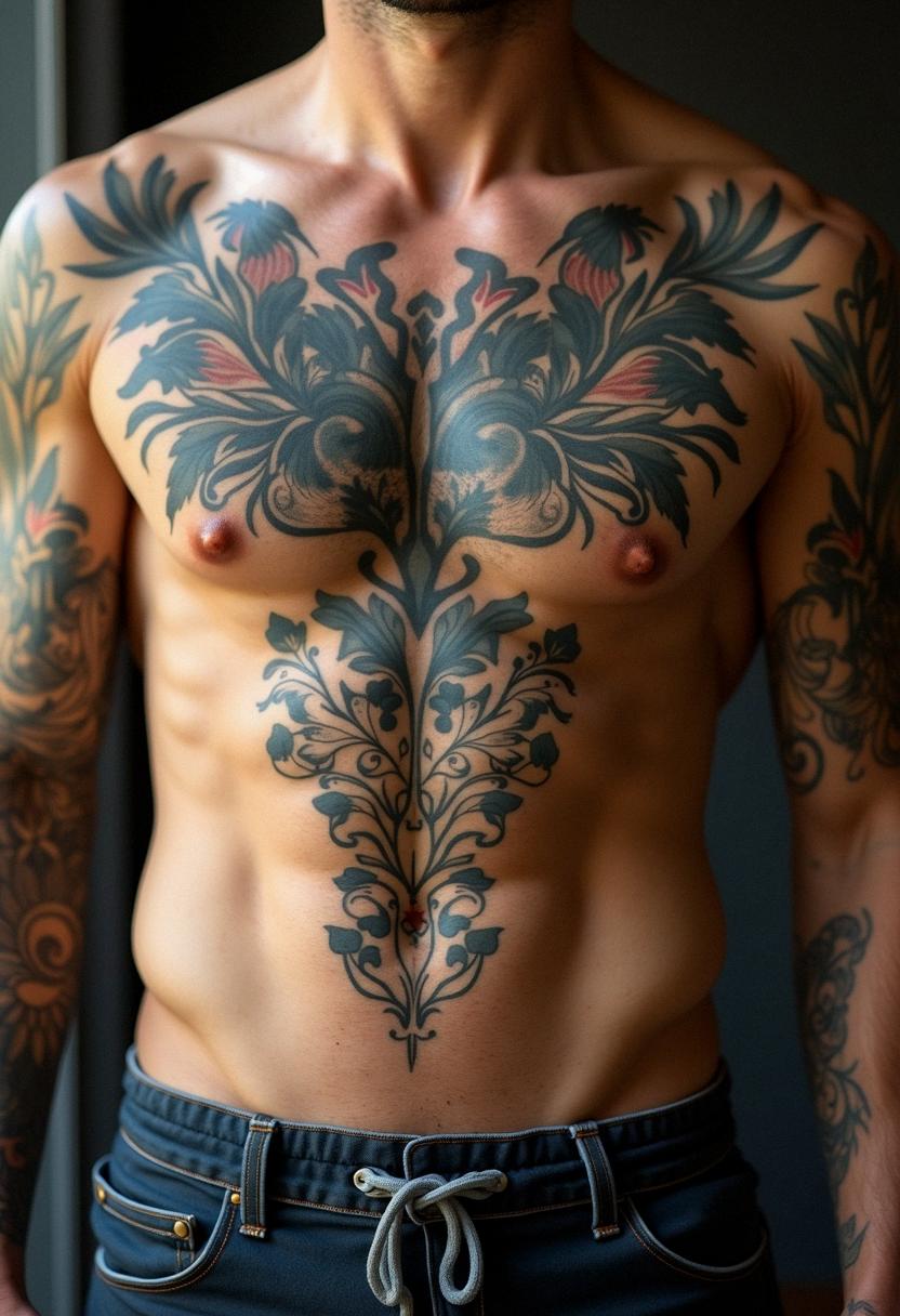 mens tattoos stomach