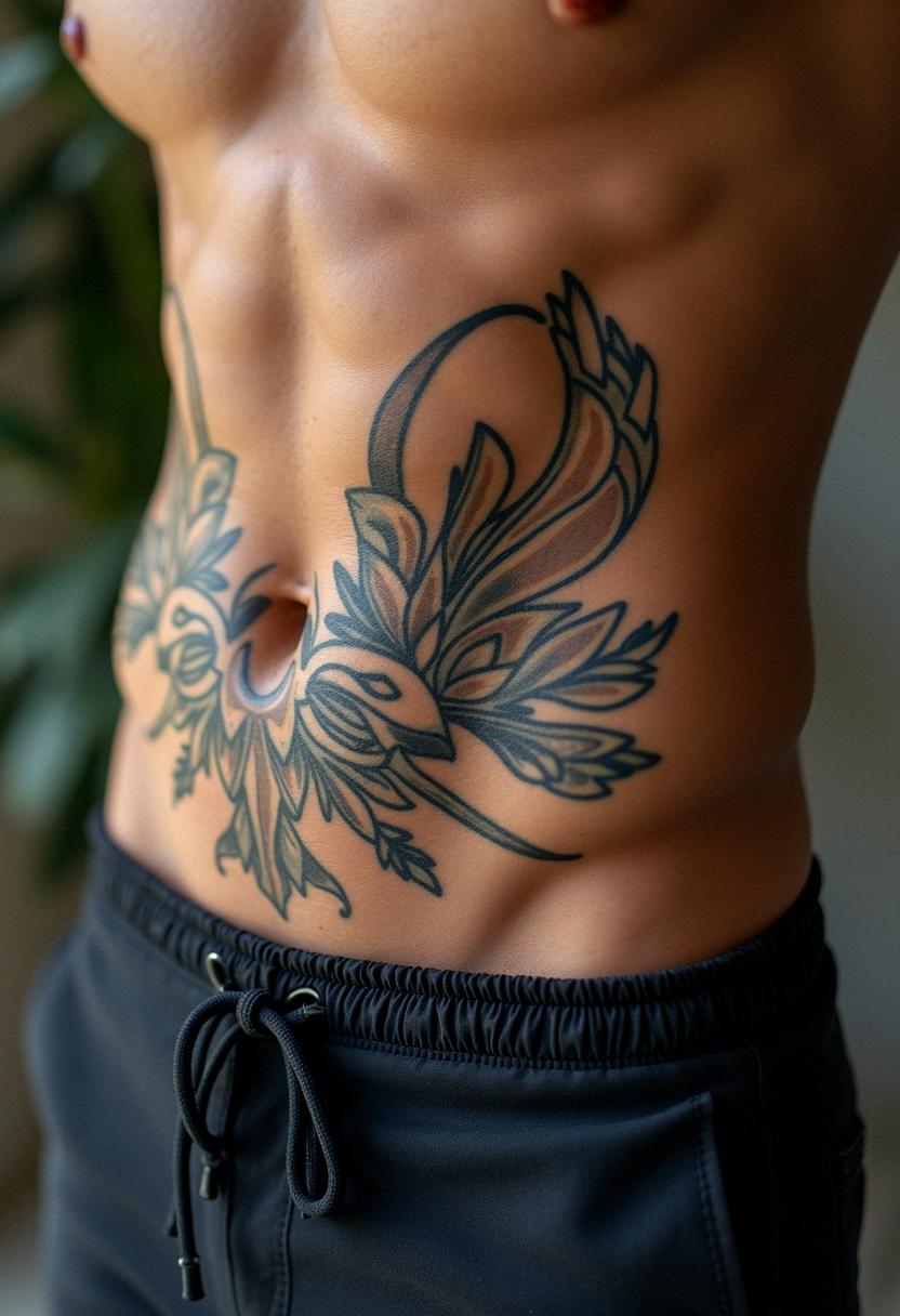 mens tattoos stomach