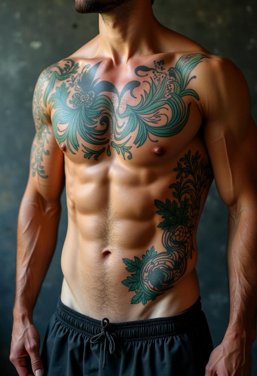mens tattoos stomach