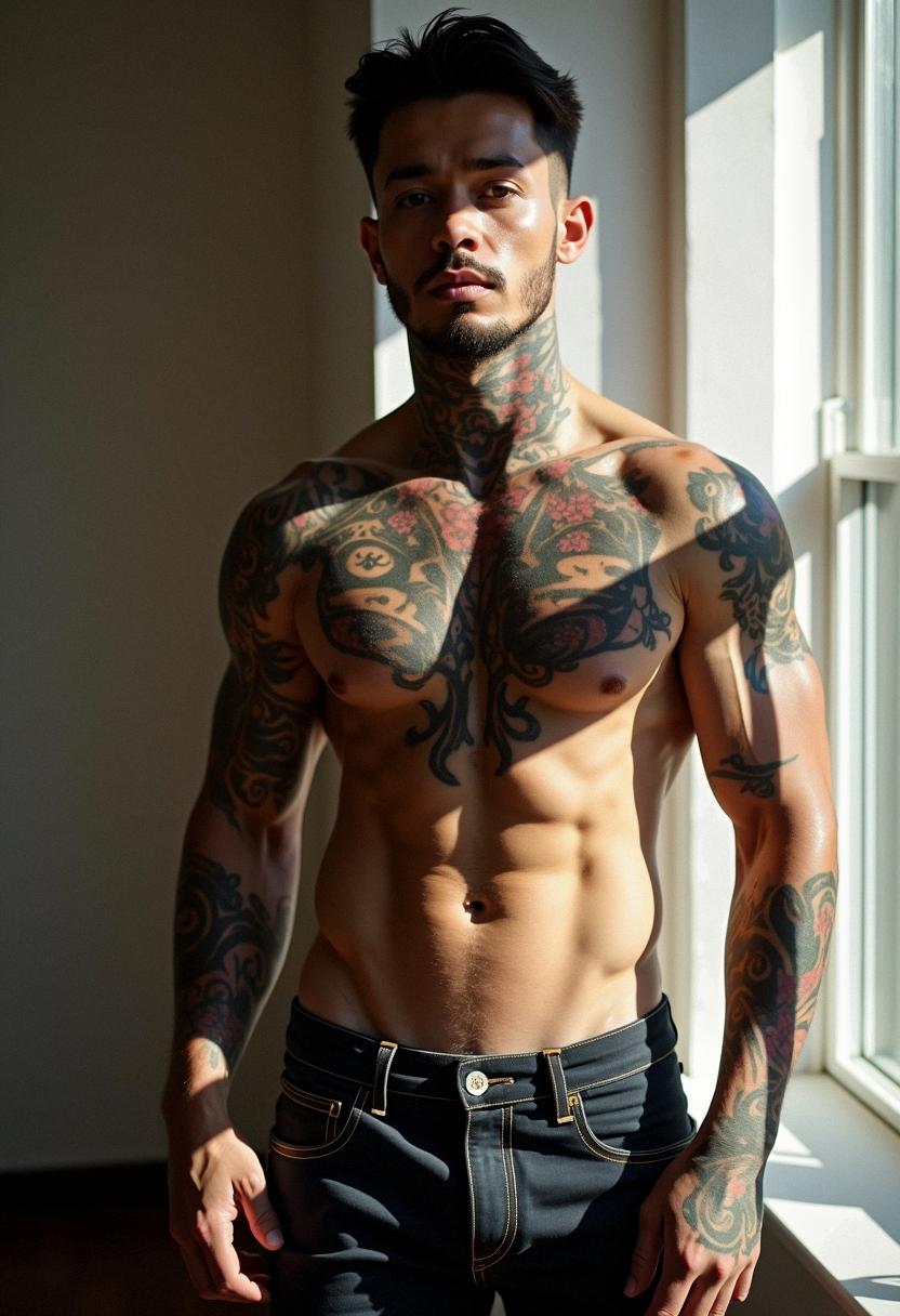 mens tattoos stomach