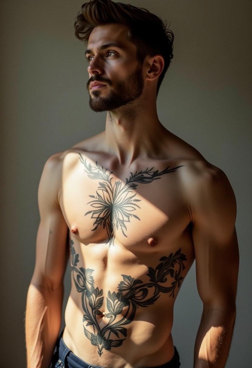 mens tattoos stomach
