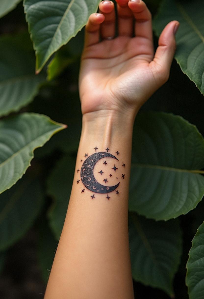 moon and stars tattoo