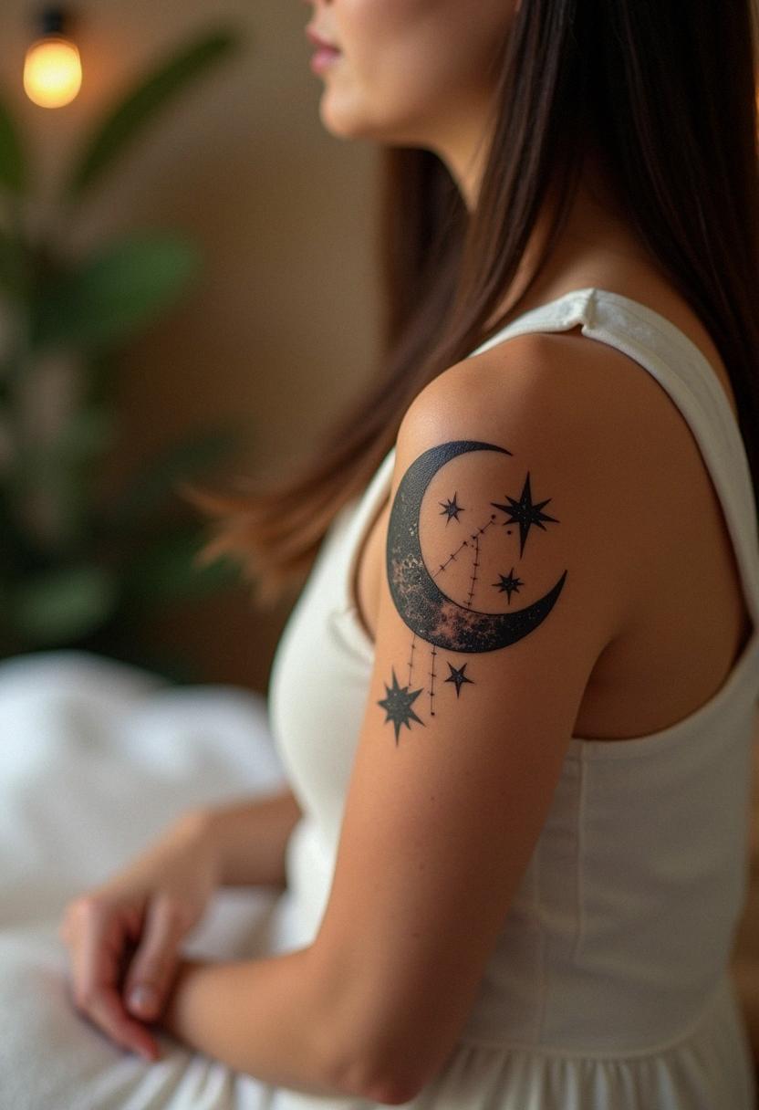 moon and stars tattoo