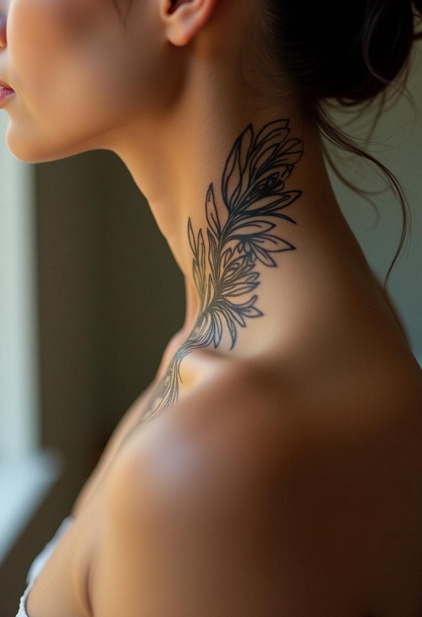 neck female tattoo