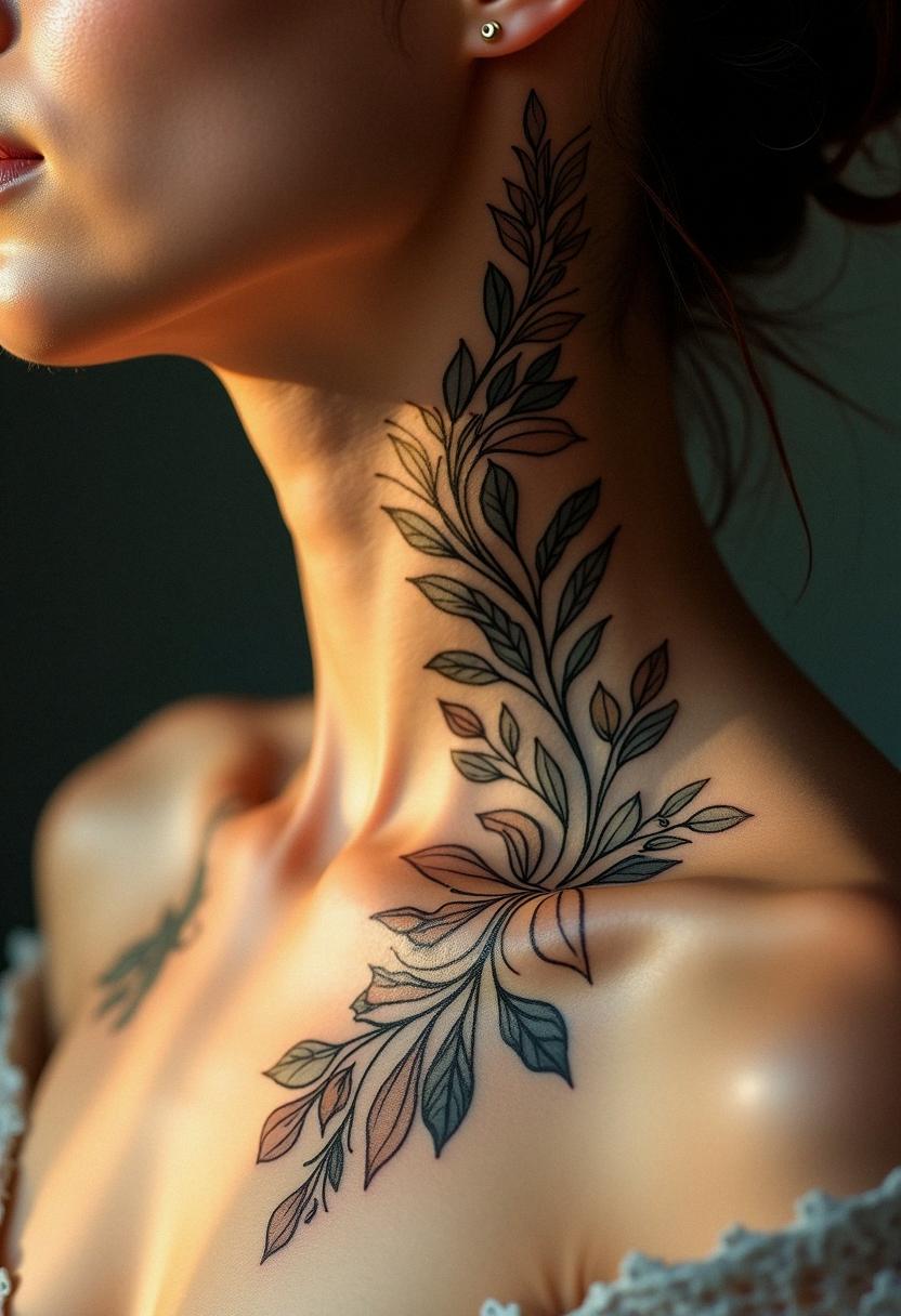 neck female tattoo