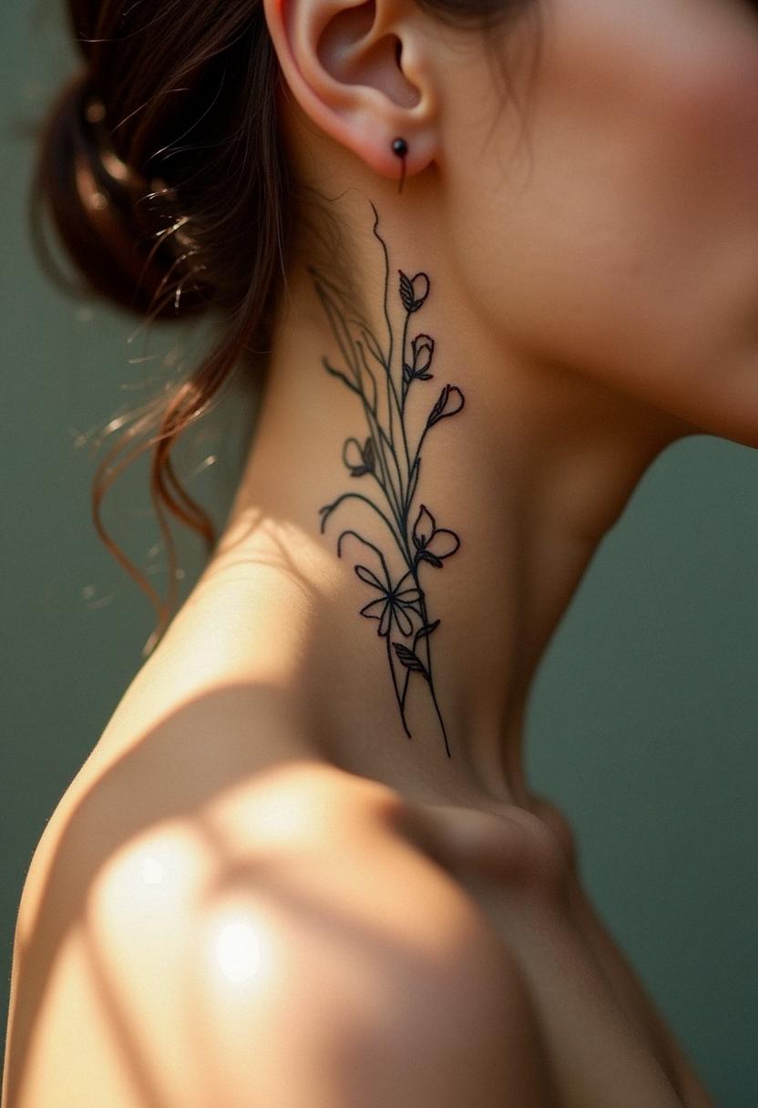neck female tattoo