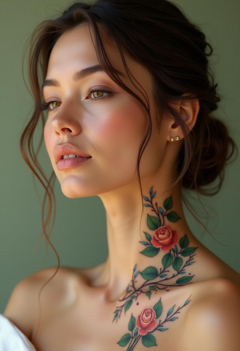 neck female tattoo