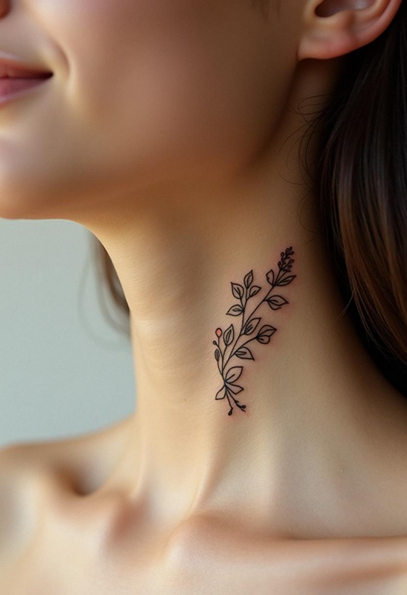 neck female tattoo