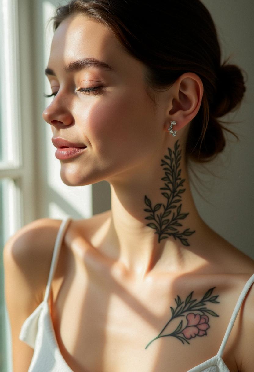 neck female tattoo