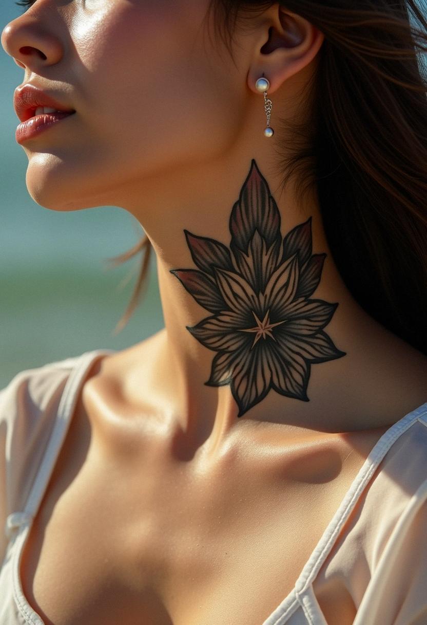 neck female tattoo