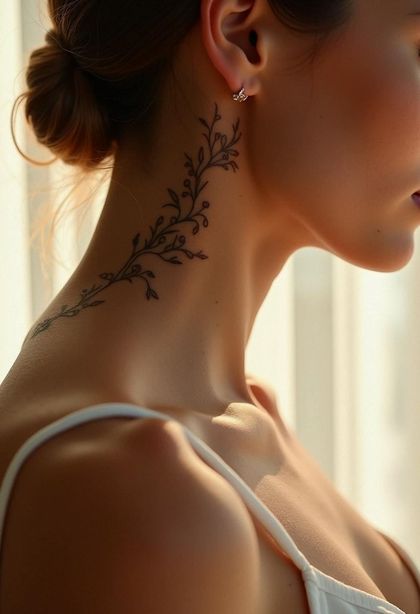 neck female tattoo
