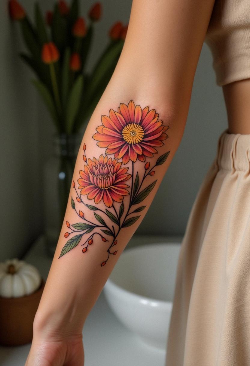 november birth flower tattoo