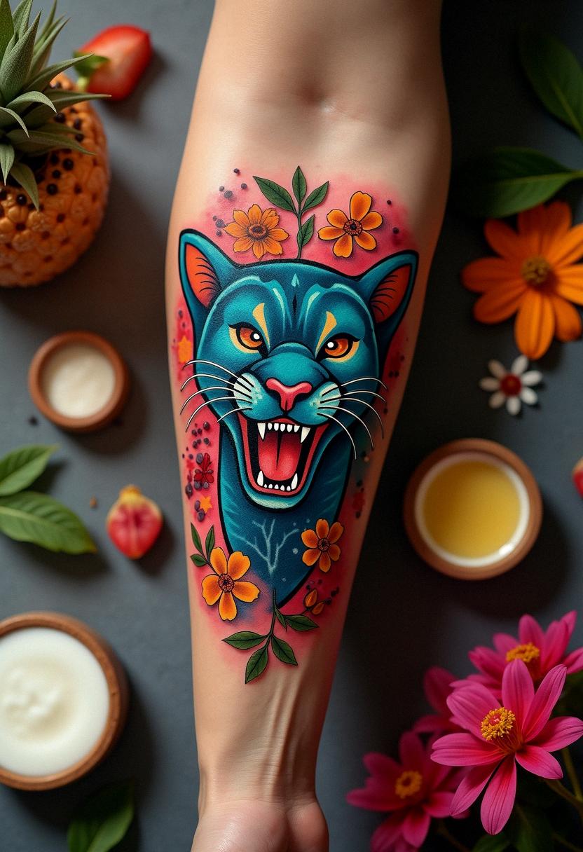 panther trad tattoo