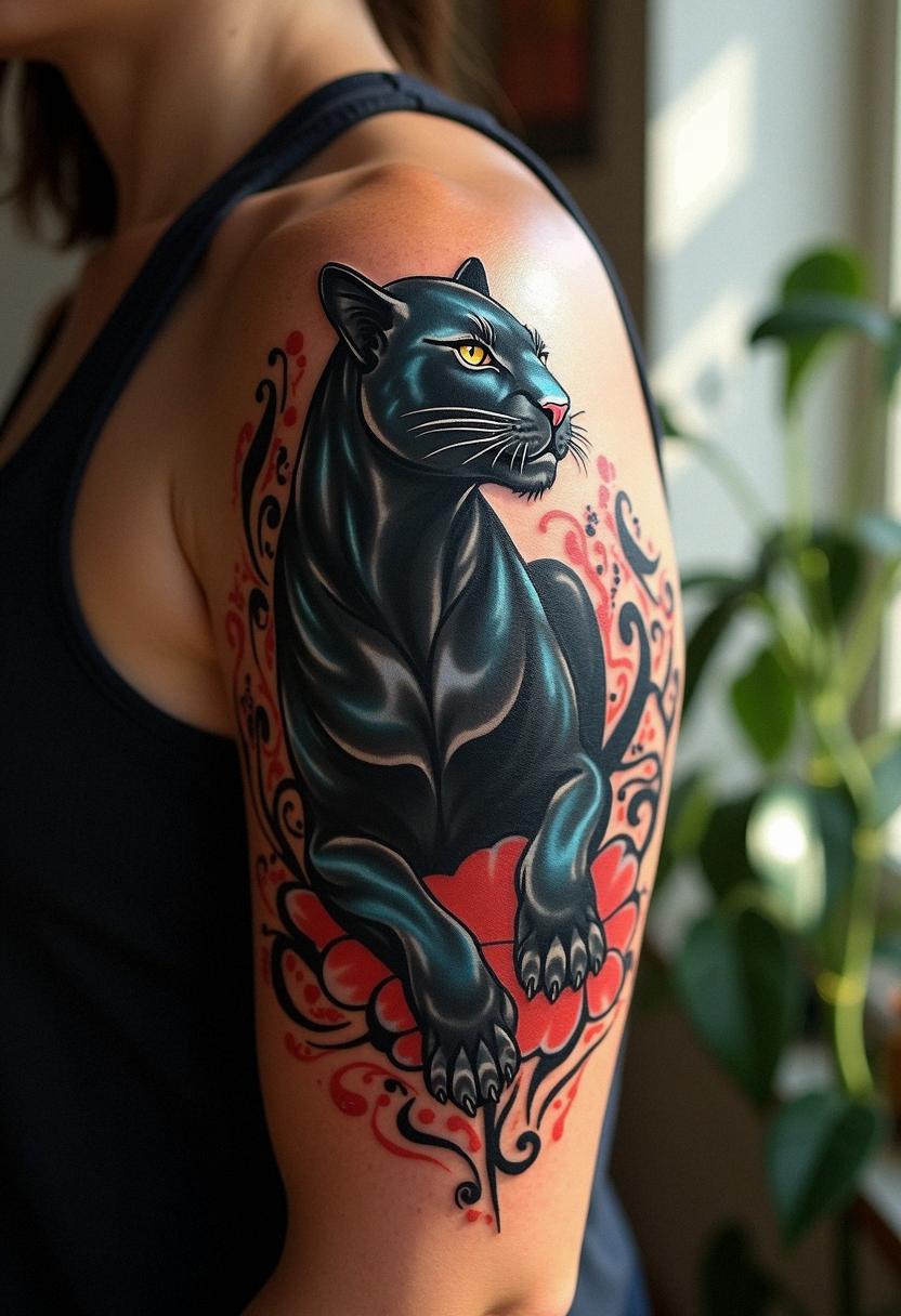 panther trad tattoo