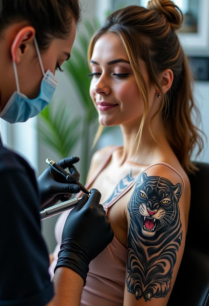 panther trad tattoo