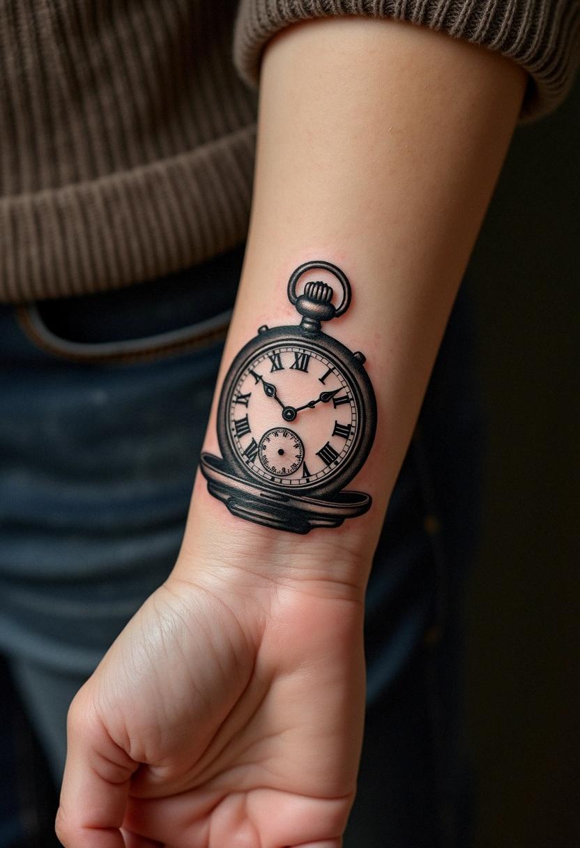 pocket watch tattoo