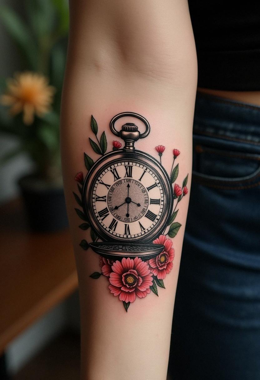 pocket watch tattoo