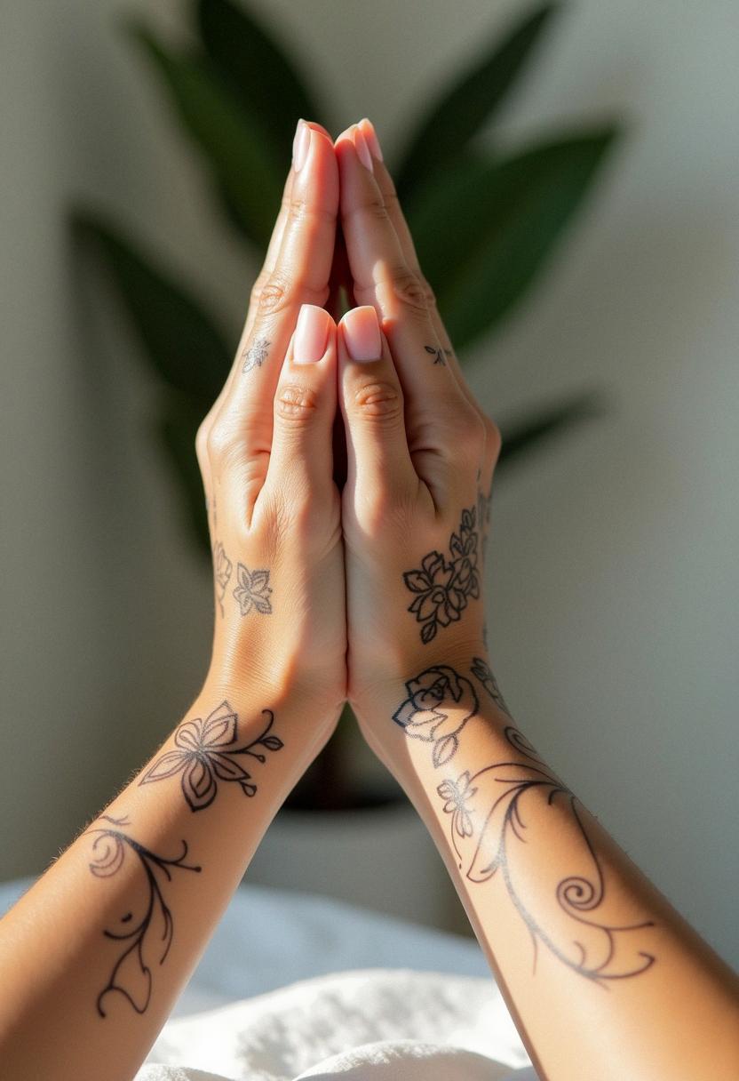 prayer hands tattoo