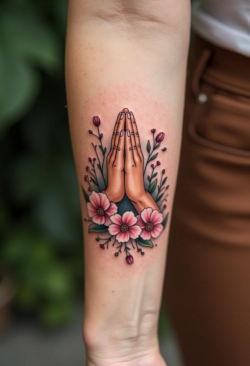 prayer hands tattoo