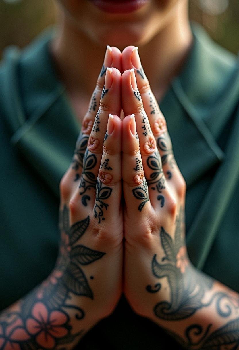 prayer hands tattoo