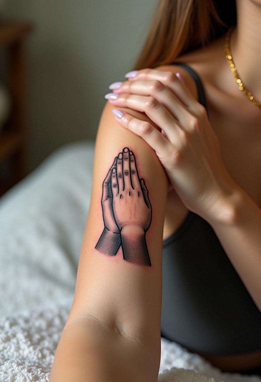 prayer hands tattoo