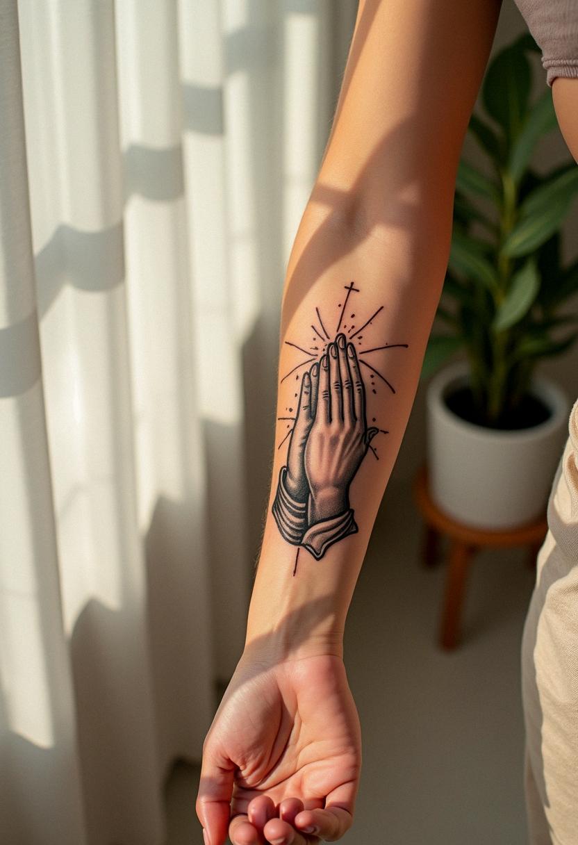 prayer hands tattoo