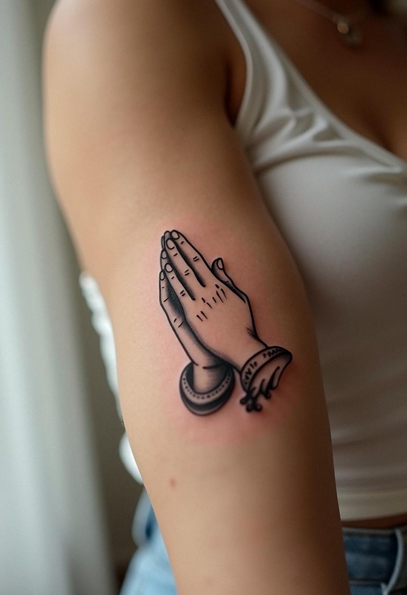 prayer hands tattoo