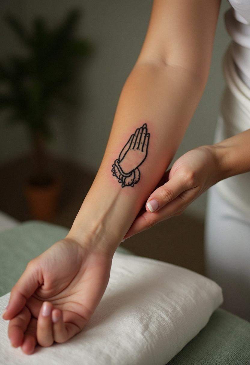 prayer hands tattoo