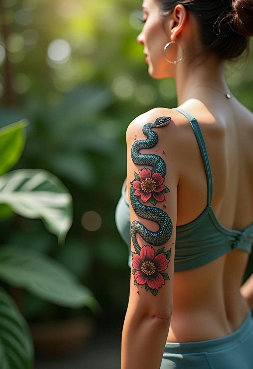 snake flower tattoo