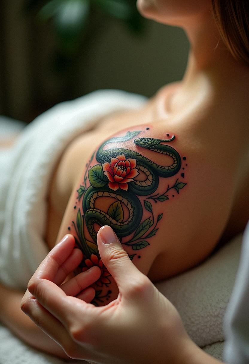 snake flower tattoo