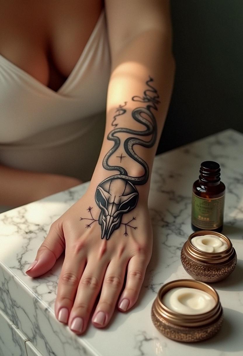 snake skull tattoo