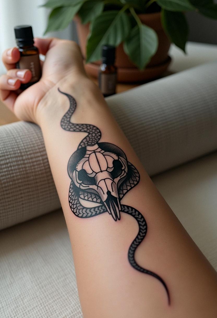 snake skull tattoo