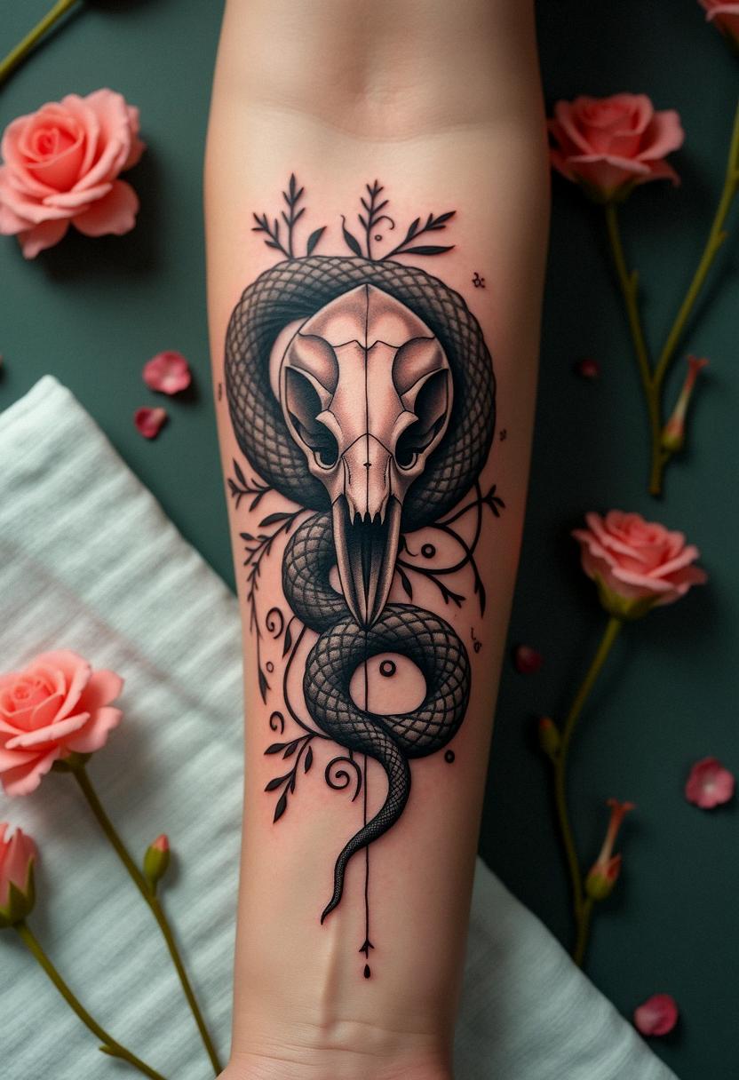 snake skull tattoo