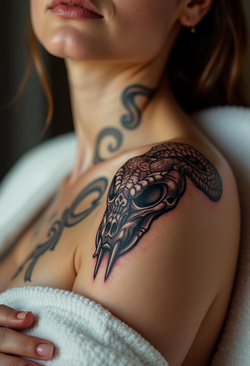 snake skull tattoo