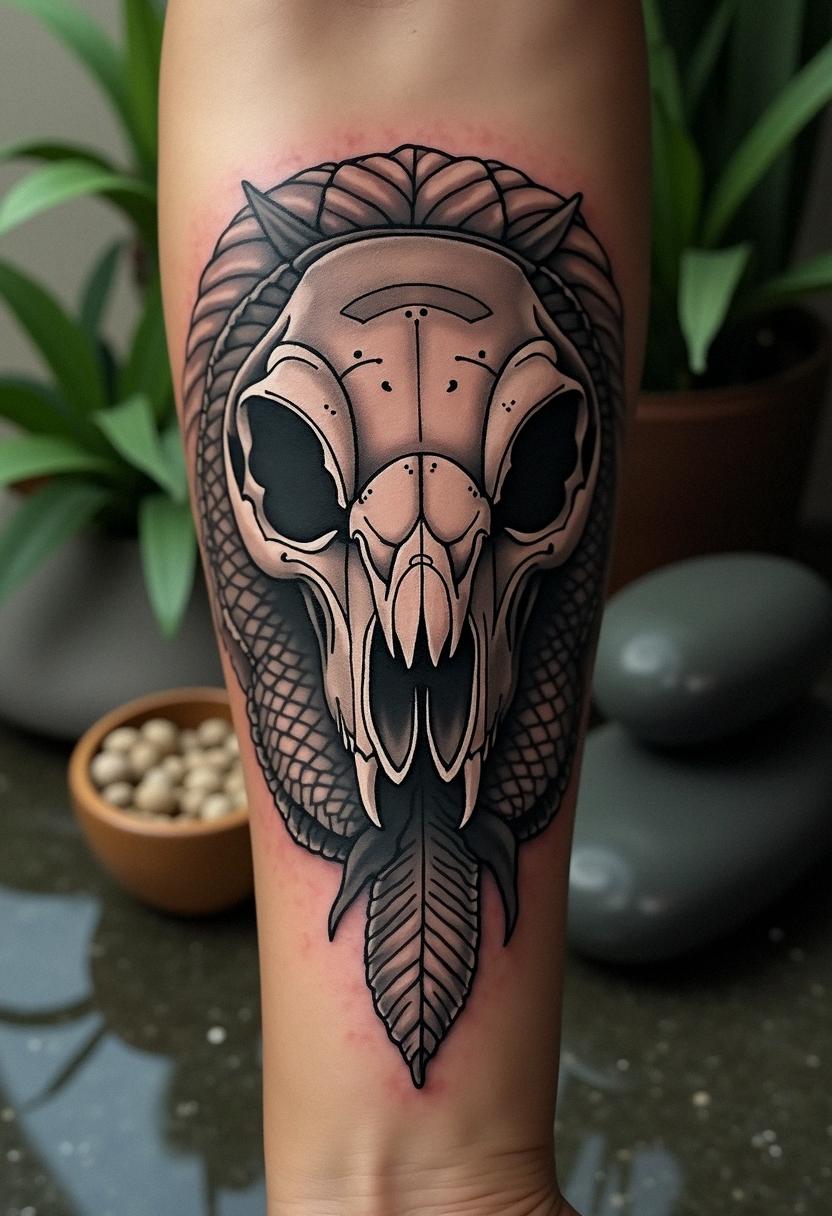 snake skull tattoo