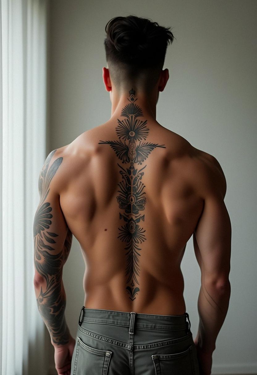 spine tattoos for men