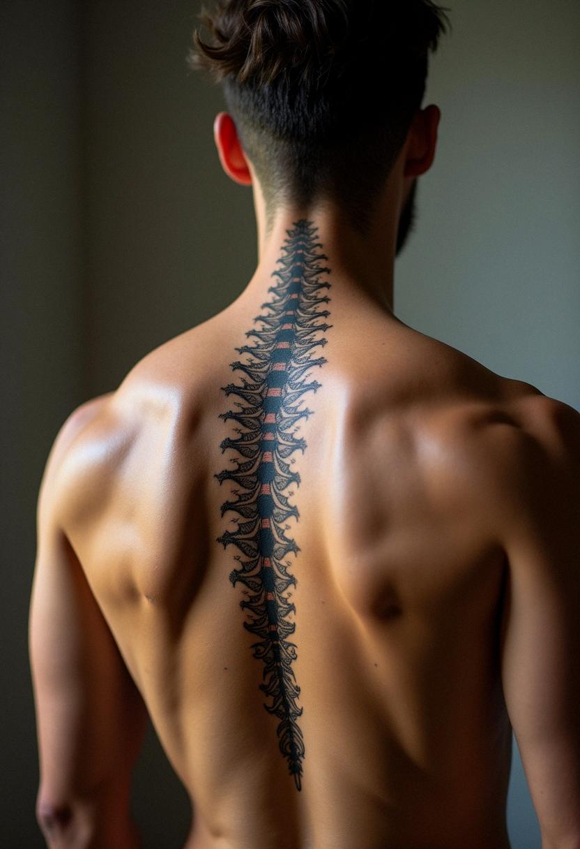 spine tattoos for men