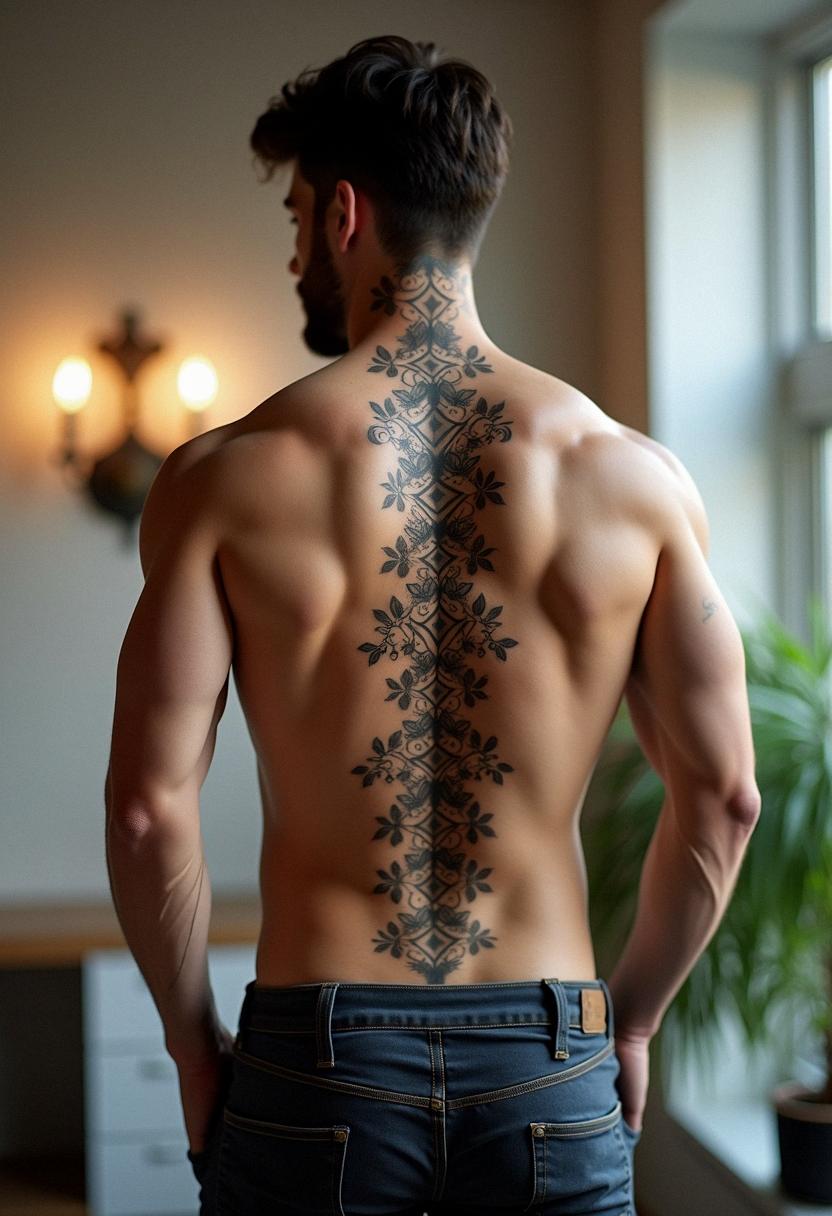 spine tattoos for men