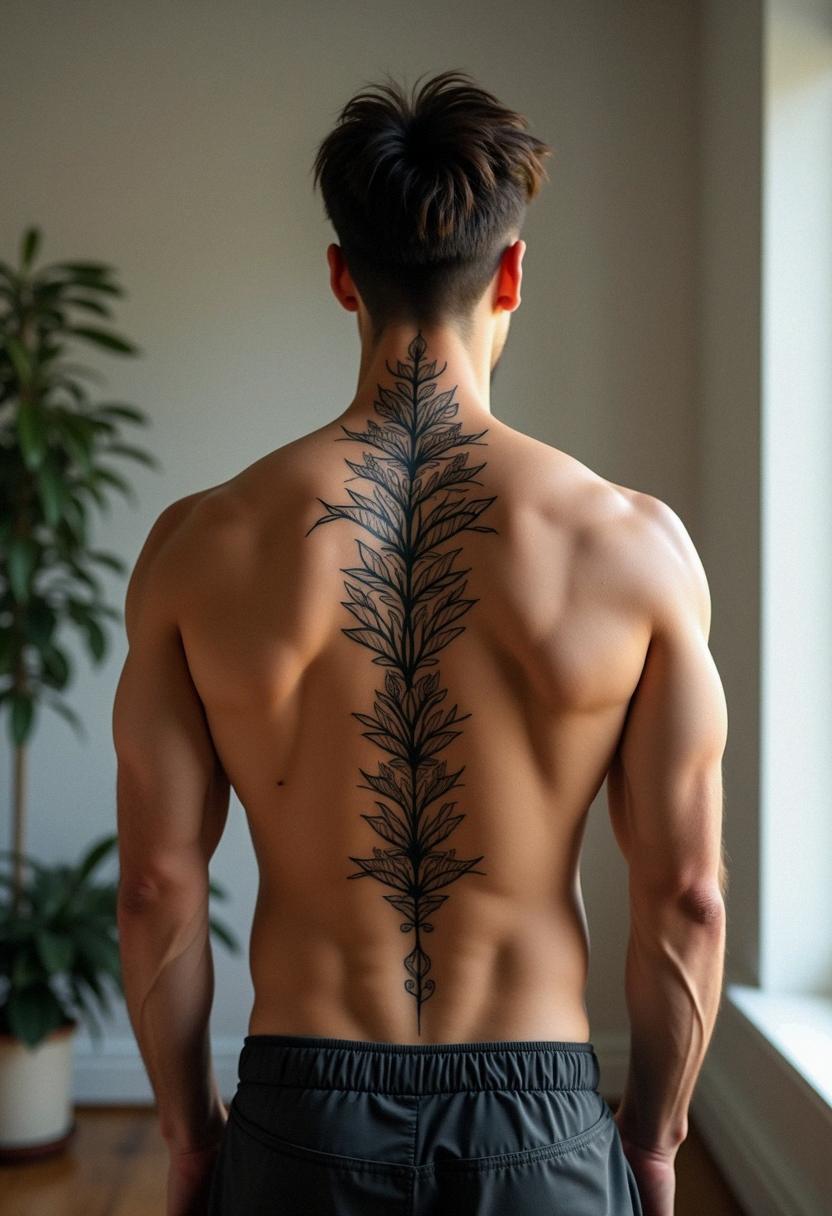 spine tattoos for men