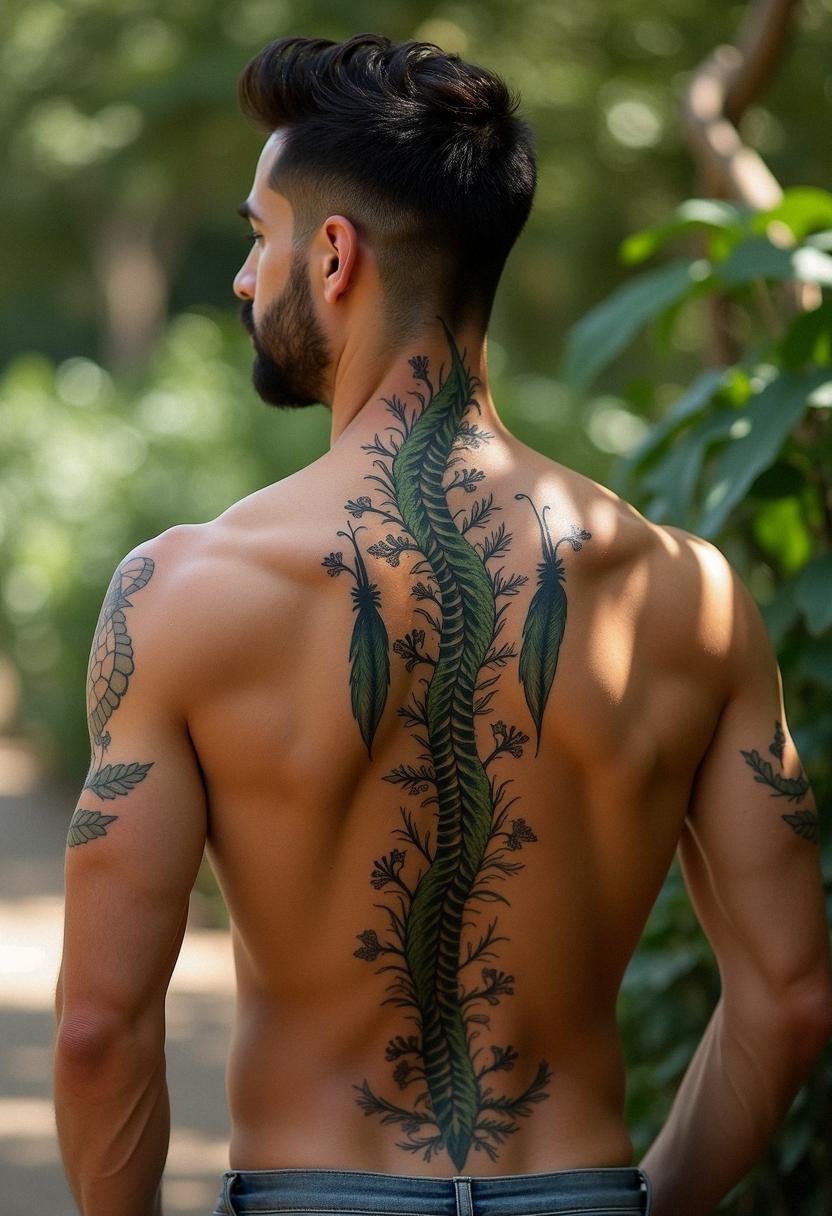 spine tattoos for men