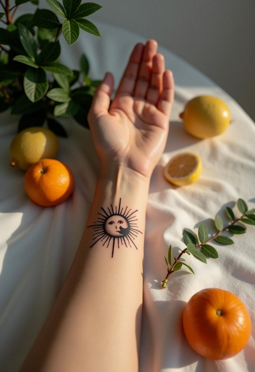 sun and moon tattoo