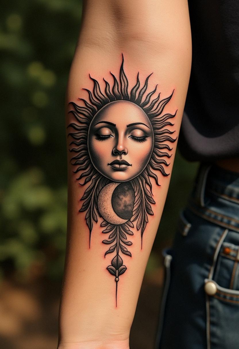 sun and moon tattoo