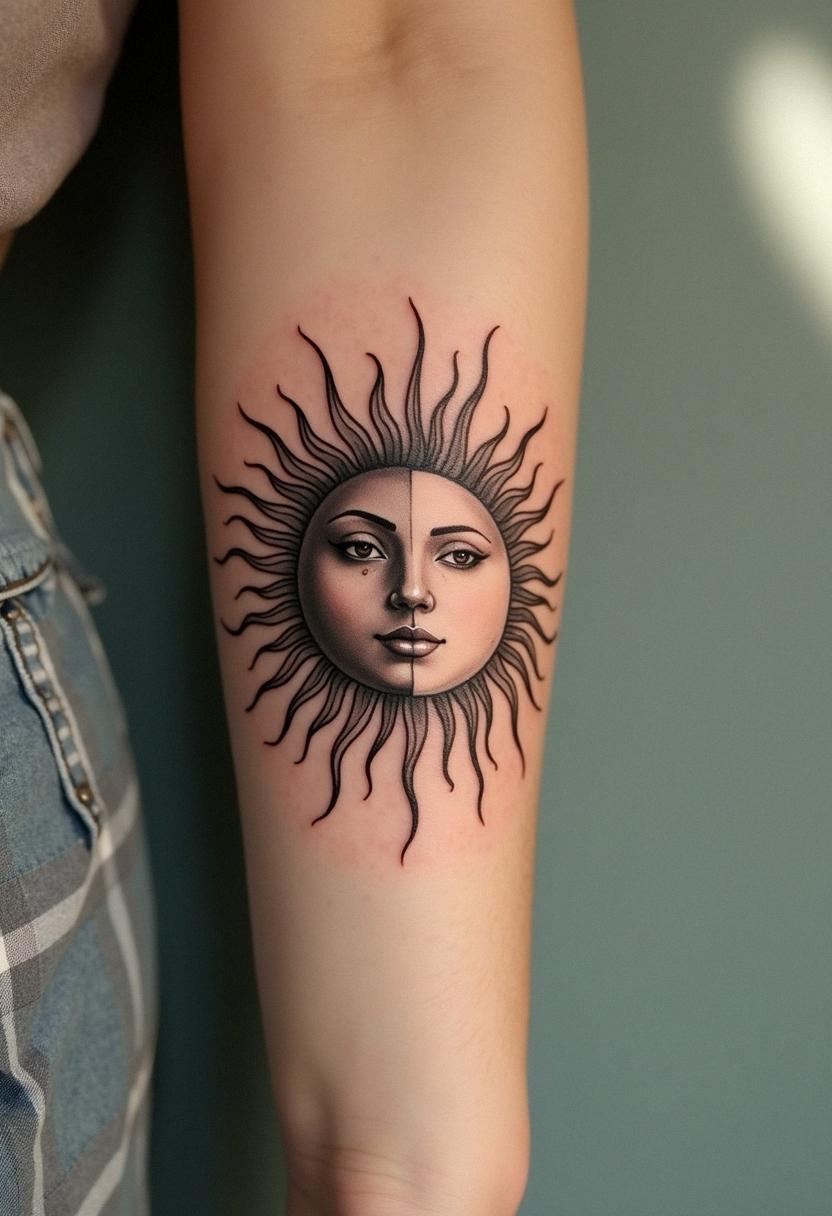 sun and moon tattoo